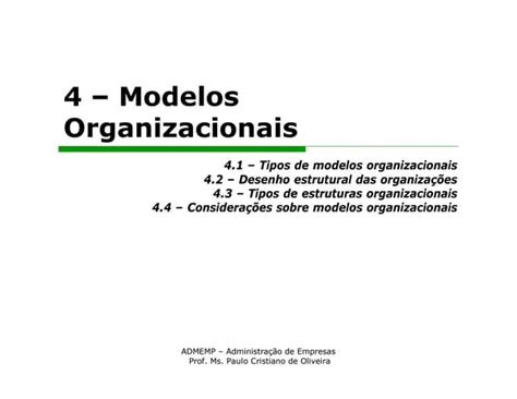 adm modelos organizacionais ppt