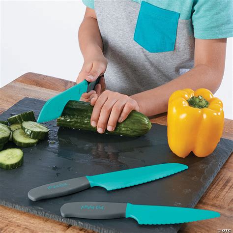 It may be used as a chef's knife on smaller items or as a paring knife on larger items. Playful Chef: Safety Knife Set