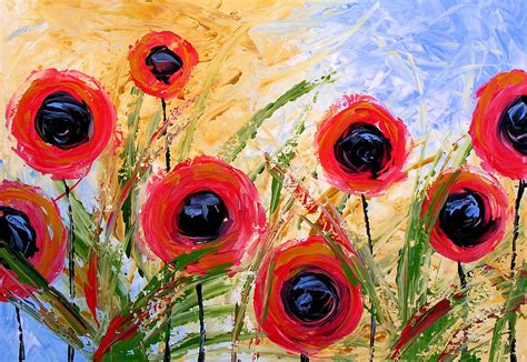 Abstract Modern Floral Art Poppy Garden By Amy Giacomelli Painting By