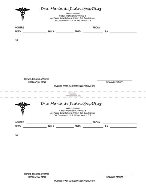 Formato De Receta Medica Para Imprimir