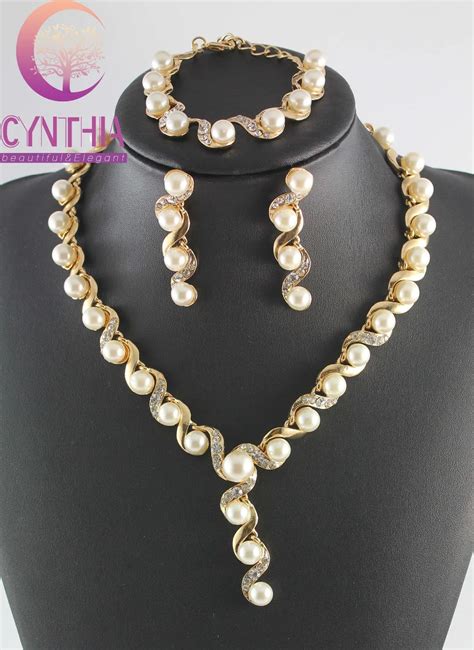african beads imitation simulated pearl gold color simple elegant jewelery bridal accessory