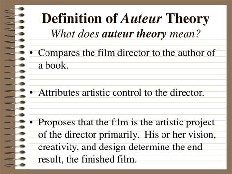 Ppt The Auteur Theory Of Film Powerpoint Presentation Free Download