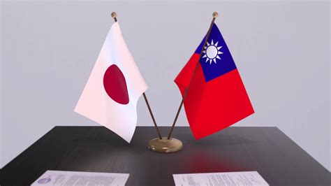 Taiwan And Japan National Flags Political Deal Diplomatic Meeting