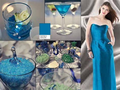 Colorful Cerulean Pantone Wedding Styleboard The Dessy Group