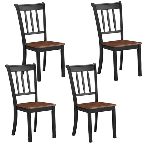 Topbuy Dining Chair Armless Wooden Back Kitchen Restaurant Side Chair Set Of 4 Black Walmart
