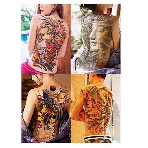 4 sheets extra large back sexy temporary tattoos sticker for men women fake flash tattoo