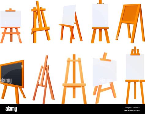 Easel Icons Set Cartoon Set Of Easel Vector Icons For Web Design Stock