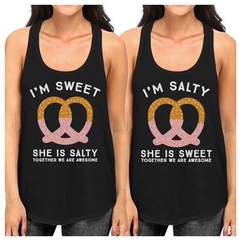 Sweet And Salty Bff Matching Black Tank Tops Bff Matching Black Tank