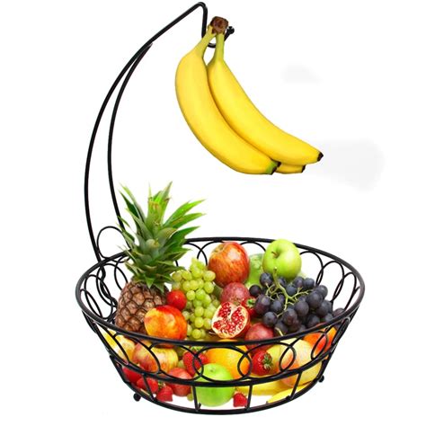 Wholesale Black Metal Wire Fruit Bowl With Banana Hanger Buy Fruit