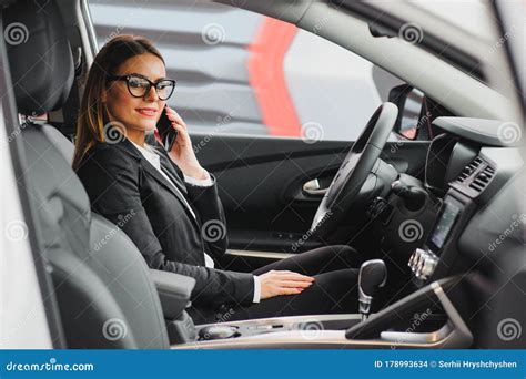 Pretty Young Woman Driving Her New Car Stock Photo Image Of Lease