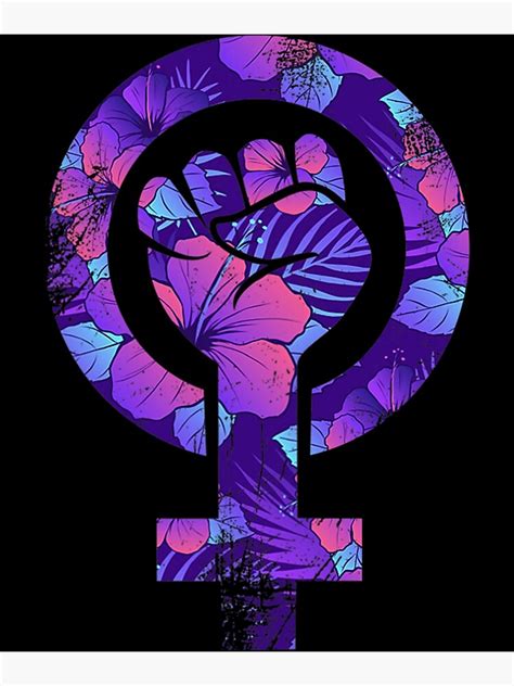 Womens Feminist Fist Floral Female Symbol Resist Fist Feminism Poster