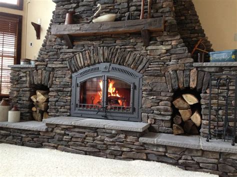 Wood Burning Stone Fireplace By L T Rush Stone Waynesboro Pa Rustic