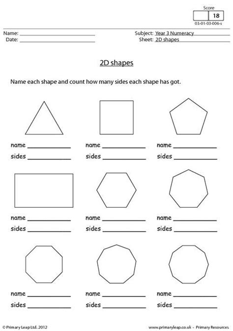 2d Shapes 2nd Grade Worksheet