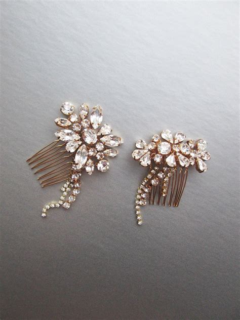 Shooting Stars Gold Crystal Hair Combs Bridal Crystal Hair Combs