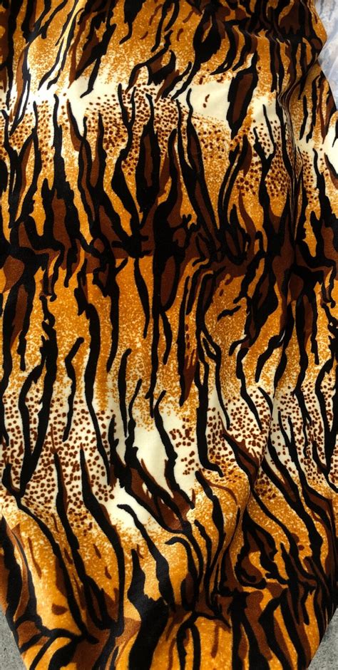 Velvet Tiger Print 4 Way Stretch Fabric Sold By The Yard Etsy