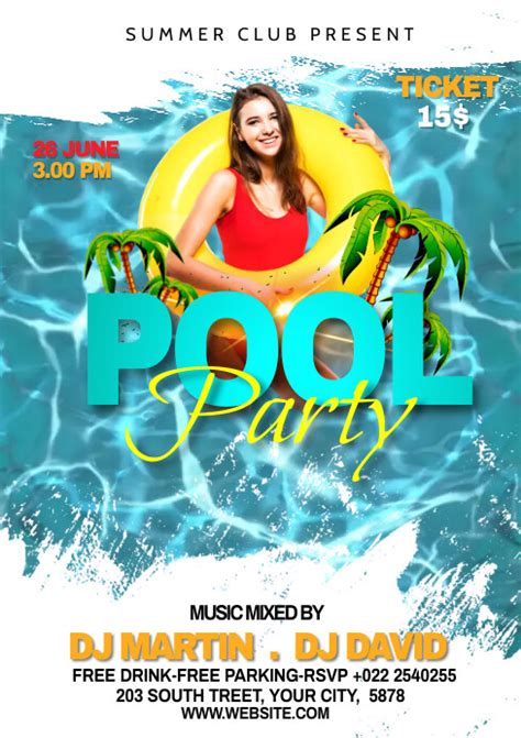 Pool Party Flyer Design Vorlage Postermywall