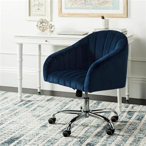 Shop for navy blue desks at best buy. Safavieh Themis Navy/Chrome Velvet Swivel Office Chair ...