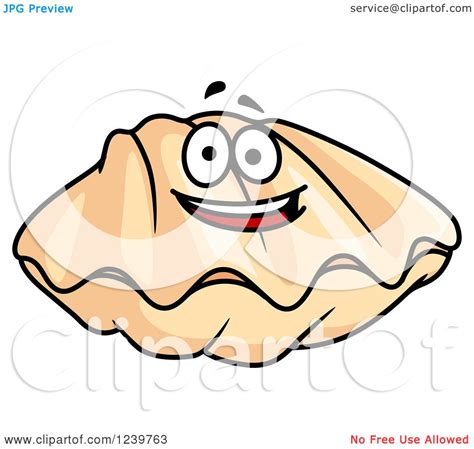 Clipart Of A Cartoon Happy Clam Royalty Free Vector Illustration By