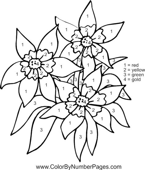 Color By Number Flower Coloring Pages At Free