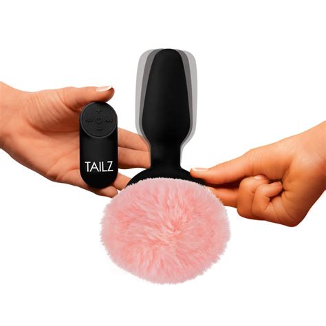 Remote Control Vibrating Pink Bunny Tail Anal Plug Love