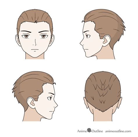 Drawing Combed Back Anime Hair Front Back And Side Views Anime Hair
