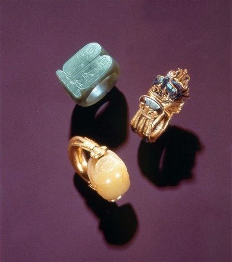 Three Rings From The Tomb Of Tutankhamun Ca 1332 1323 Bc Egyptian