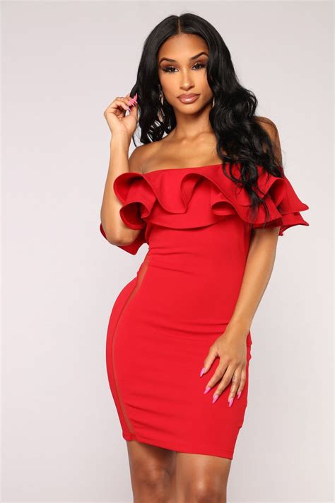 Fashion Nova Red Dress Off The Shoulder Dresses Images 2022