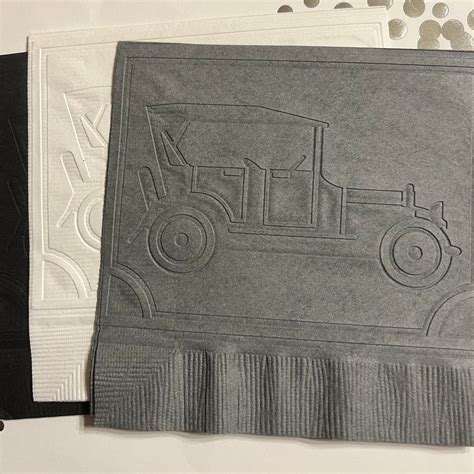Car Napkin Embossed Paper Napkin Party Birthday Vintage Automobile