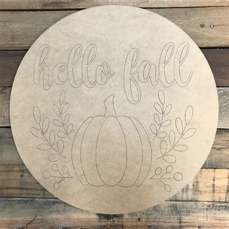 Hello Fall Circle Wood Cutout Shape Paint By Line Paint Diy Crafts