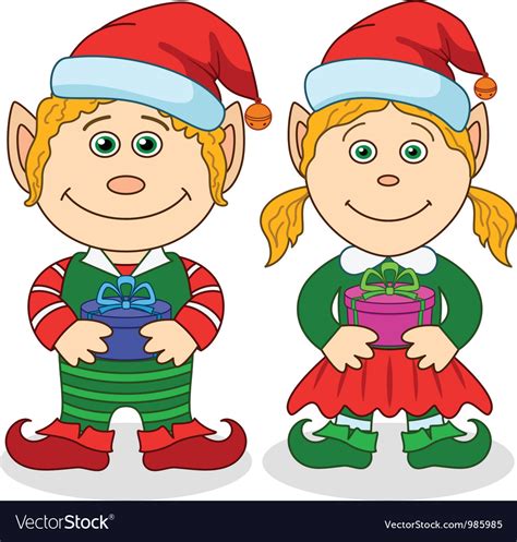 Christmas Elves Boy And Girl Royalty Free Vector Image