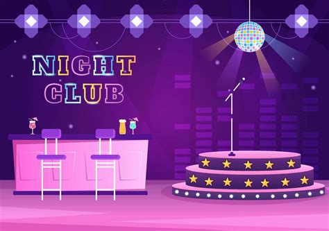 Night Club Interior Cartoon Illustration For Nightlife Like A Young People Drink Alcohol And