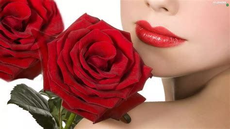 Women Red Roses Lips Flowers Wallpapers 1920x1080