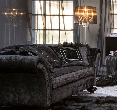 Living Rooms Decor With Black Velvet Sofa Freshnist Design Living