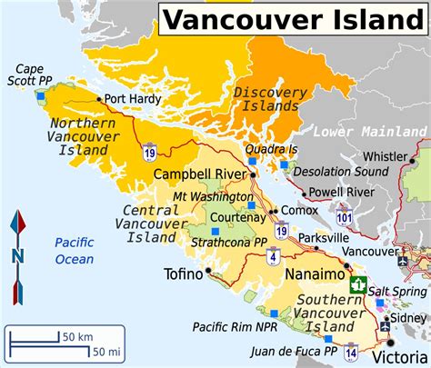 A Ilha De Vancouver Mapa Van Mapa Da Ilha British Columbia Canadá