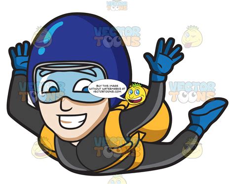 A Man Grins While Skydiving Clipart Cartoons By Vectortoons