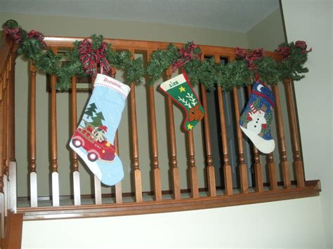 Stockings From The Stair Banister Christmas Stockings Stair Banister
