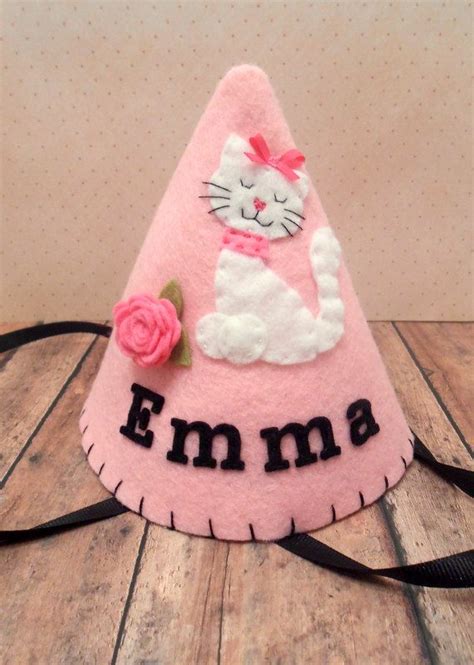 Felt Cat Birthday Hat Party Hat Girls Pink Hat By Pixieandpenelope 20