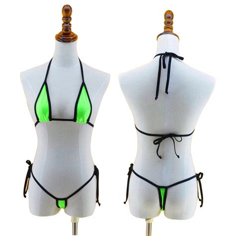 ჱExotic Crotchless Bowknot Micro Bikini Women s Sunbath G String Swimsuit Mini Bikinis Set