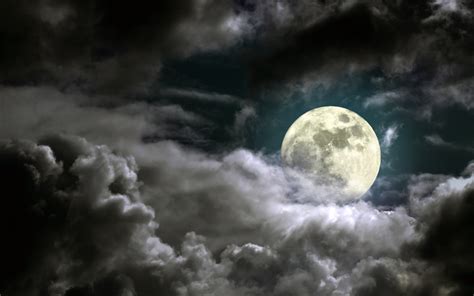 Beautiful Cloudy Night Full Moon Moonlight Hd