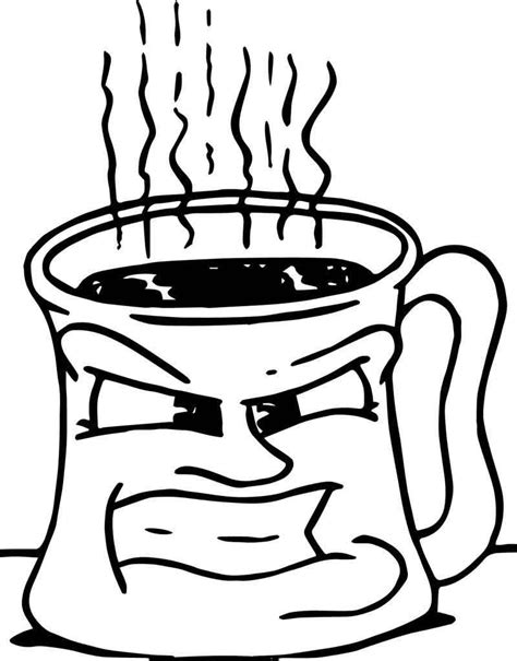 Angry Coffee Mug Coloring Page Trang tô màu Hình ảnh Ánh trăng