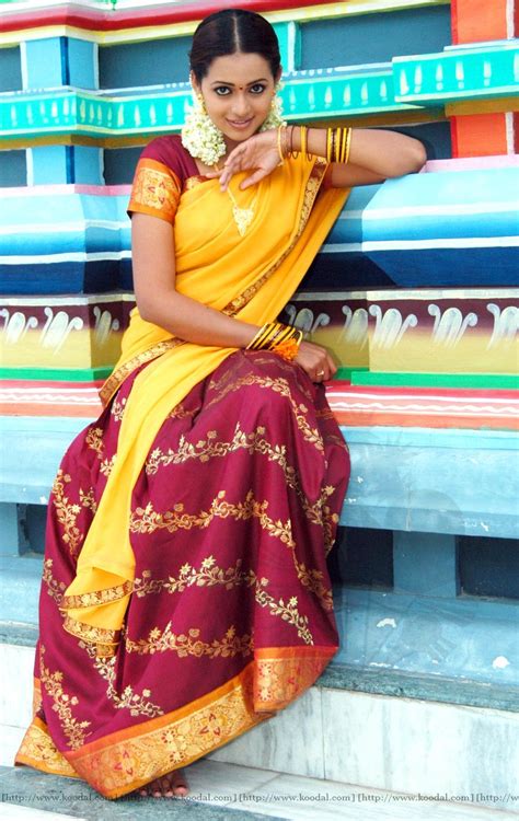 Bhavana Looking Cute And Beautiful In Saree And Half Saree Tamil
