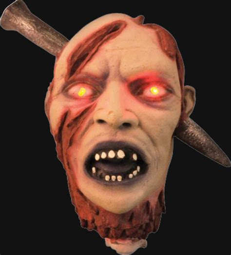 Screaming Light Up Severed Human Zombie Head Halloween Horror Prop