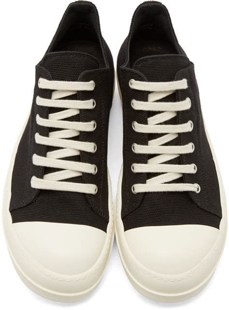 Drkshdw By Rick Owens Black Canvas Lowtop Sneakers In Black For Men Lyst