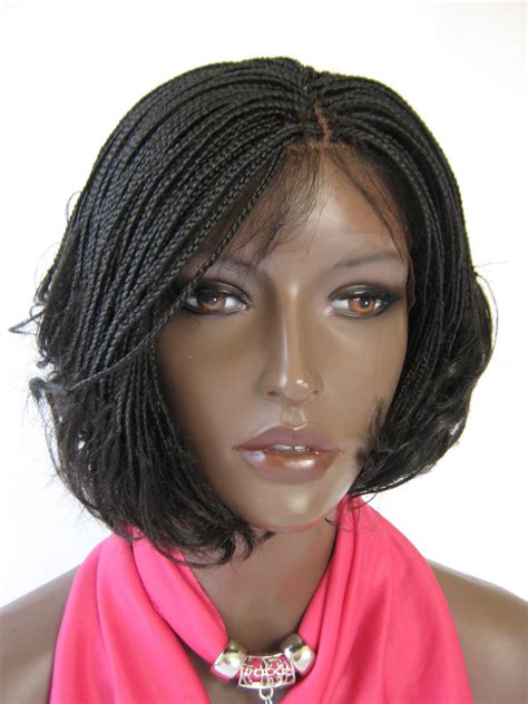 Hand Braided Lace Front Wig Short Micro Curly Linda Color 2 Dark