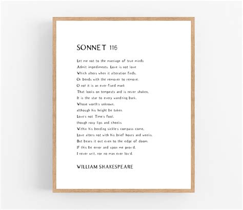 Sonnet 116 Shakespeare Printable Art Digital Download