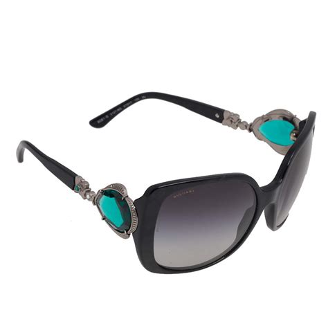 Bvlgari Black Grey Gradient 8081 B Crystal Oversized Square Sunglasses Bvlgari The Luxury Closet