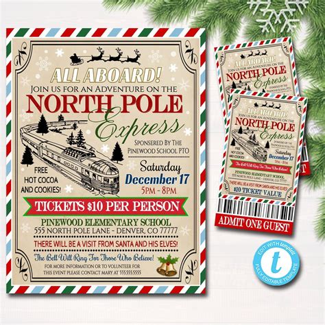 North Pole Polar Express Train Event With Santa Flyer And Ticket