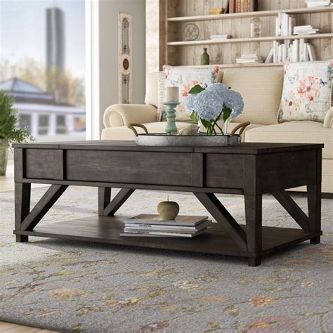 Other pyrite collection items are available and sold separately. August Grove® Clark Fork Solid Wood Lift Top Coffee Table ...