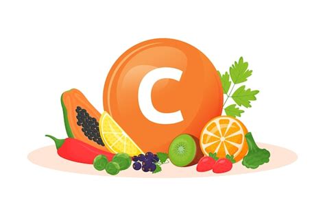 Premium Vector Vitamin C Food Sources Cartoon Illustration