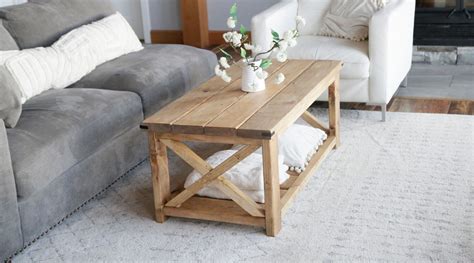 A rustic farmhouse coffee table can be effortlessly built using lumber wood. Farmhouse Coffee Table Beginner/Under $40 | Coffee table ...